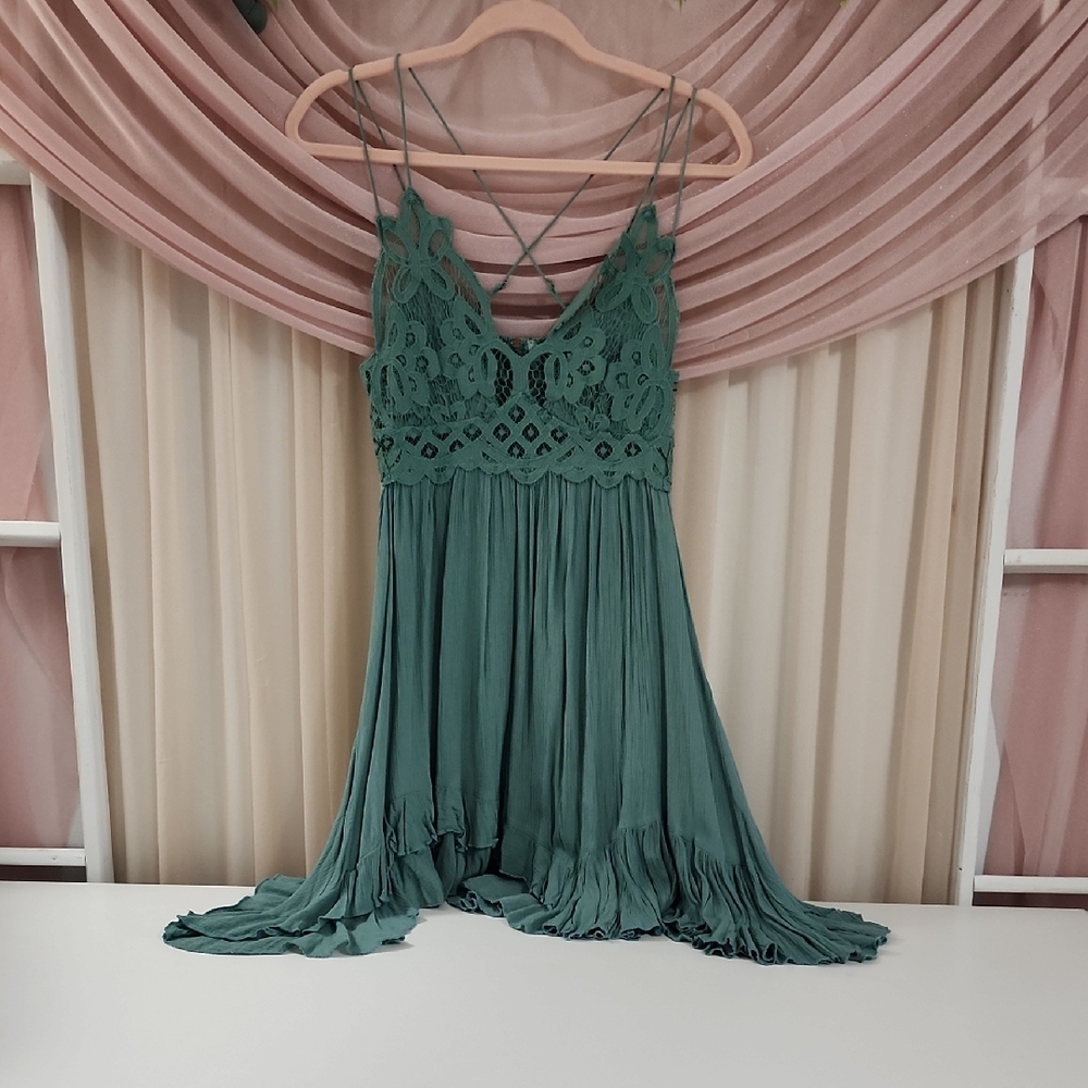Free People Asymmetrical Teal Dress - Picture 4 of 5